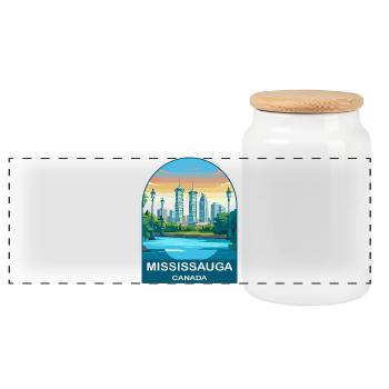 Mississauga, Kanada Absolute Towers Reisekunst - Panorama Keksdose mit Holzdeckel - Weiß - Vorne