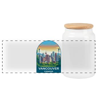 Centre du port de Vancouver Canada Art de voyage - Boîte à biscuits avec couvercle en bois - blanc - Devant