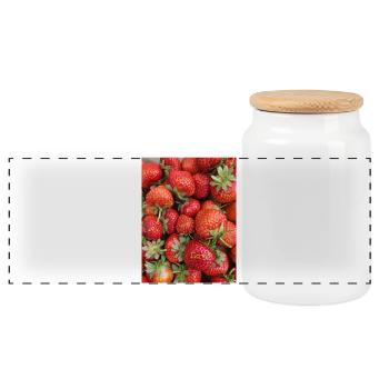 Erdbeeren - Panorama Keksdose mit Holzdeckel - Weiß - Vorne