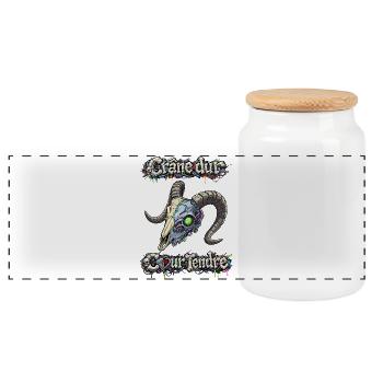 Cyber Goat - Hard Skull Soft Heart - Panoramic Cookie Jar with Wooden Lid - white - Front