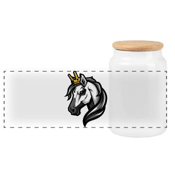 Horse Head Crown - Panoramic Cookie Jar with Wooden Lid - white - Front
