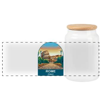 Rom, Italien Vintage-Reiseplakat-Kunst - Panorama Keksdose mit Holzdeckel - Weiß - Vorne