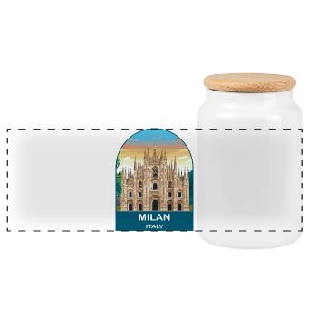 Milan Italien Vintage-Reiseplakat-Kunst - Panorama Keksdose mit Holzdeckel - Weiß - Vorne
