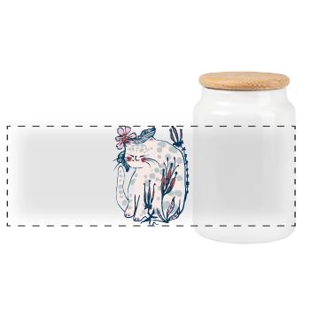 SPRING KITTY - Panoramic Cookie Jar with Wooden Lid - white - Front