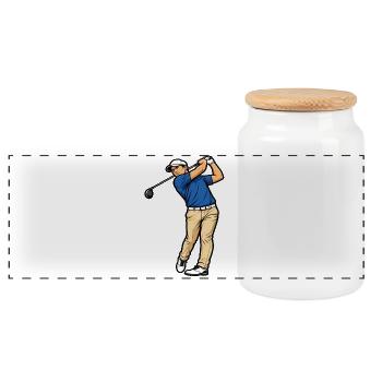 Golfeur en plein swing style sportif - Boîte à biscuits avec couvercle en bois - blanc - Devant