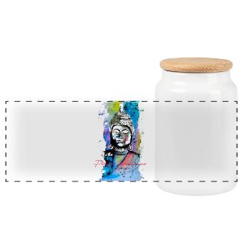 Puissance silencieuse du Bouddha - Boîte à biscuits avec couvercle en bois - blanc - Devant
