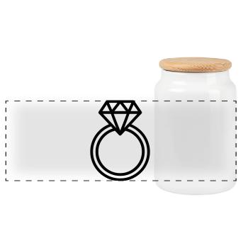 wedding ring, - Panoramic Cookie Jar with Wooden Lid - white - Front