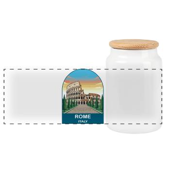 Rom, Italien Vintage-Reiseplakat-Kunst - Panorama Keksdose mit Holzdeckel - Weiß - Vorne