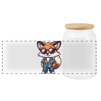Fox Comic Holiday - Boîte à biscuits avec couvercle en bois - blanc - Devant