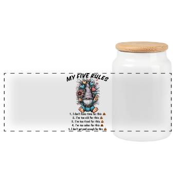 Mon humour drôle de gnome des cinq règles - Boîte à biscuits avec couvercle en bois - blanc - Devant