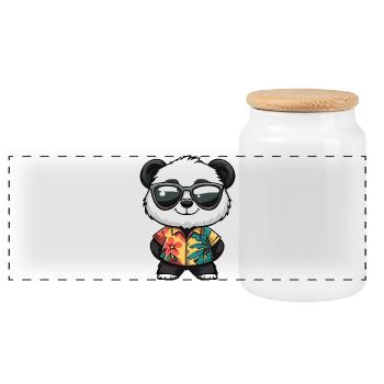 Vacances Panda Comic - Boîte à biscuits avec couvercle en bois - blanc - Devant
