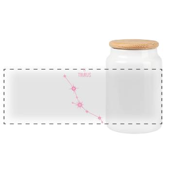 Stier-Sternzeichen Sternbild Pastellrosa - Panorama Keksdose mit Holzdeckel - Weiß - Vorne