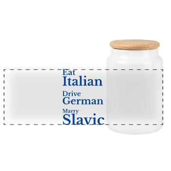 Eat Italian Drive German Marry Slavic Humour - Boîte à biscuits avec couvercle en bois - blanc - Devant