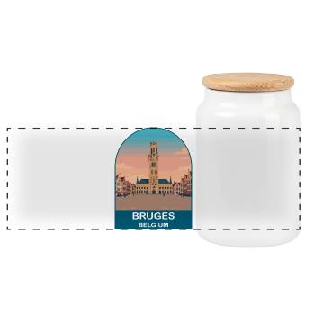 Art d’affiches de voyage vintage à Bruges en Belgique - Boîte à biscuits avec couvercle en bois - blanc - Devant