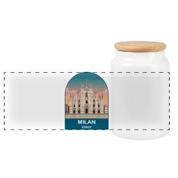 Milan Italien Vintage-Reiseplakat-Kunst - Panorama Keksdose mit Holzdeckel - Weiß - Vorne