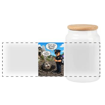 Intention does not cancel out the effect - Panoramic Cookie Jar with Wooden Lid - white - Front