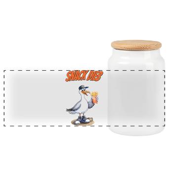 Voleur de snacks Mouette Drôle de Déclaration sur les frites - Boîte à biscuits avec couvercle en bois - blanc - Devant