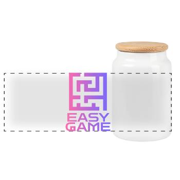 Maze Neon Easy Game Logo - Panorama Keksdose mit Holzdeckel - Weiß - Vorne