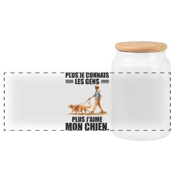 The More I Love My Dog: Humor and Passion - Panoramic Cookie Jar with Wooden Lid - white - Front