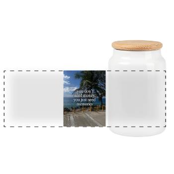 Souvenirs au lieu d’argent – Côte tropicale - Boîte à biscuits avec couvercle en bois - blanc - Devant
