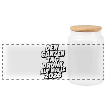 Malle 2026 Den ganzen Tag Drunk auf Malle 2026 - Panorama Keksdose mit Holzdeckel - Weiß - Vorne