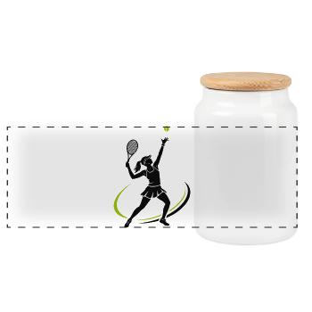 Tennis Mädchen - Panorama Keksdose mit Holzdeckel - Weiß - Vorne