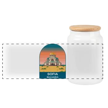 Art vintage de voyage en Bulgarie à Sofia - Boîte à biscuits avec couvercle en bois - blanc - Devant