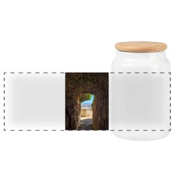 Voie d'ocre vers le littoral - Boîte à biscuits avec couvercle en bois - blanc - Devant
