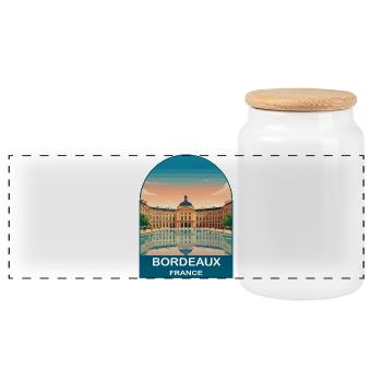 Bordeaux France Vintage City Travel Poster - Panoramic Cookie Jar with Wooden Lid - white - Front