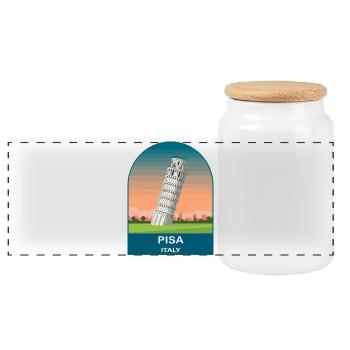 Art d’affiche de voyage vintage à Pise en Italie - Boîte à biscuits avec couvercle en bois - blanc - Devant