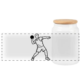 dodgeball - Panoramic Cookie Jar with Wooden Lid - white - Front