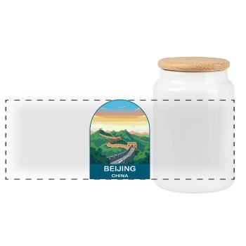 Peking China Große Mauer Vintage-Reiseplakat - Panorama Keksdose mit Holzdeckel - Weiß - Vorne