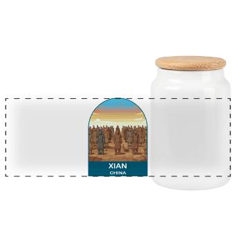 Xian China Vintage-Reiseplakat-Kunst - Panorama Keksdose mit Holzdeckel - Weiß - Vorne
