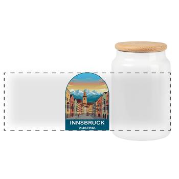 Art d’affiches de voyage vintage d’Innsbruck en Autriche - Boîte à biscuits avec couvercle en bois - blanc - Devant
