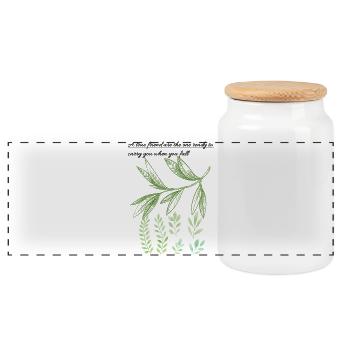 Leaf Embrace: Honest Friendship Quote - Panoramic Cookie Jar with Wooden Lid - white - Front