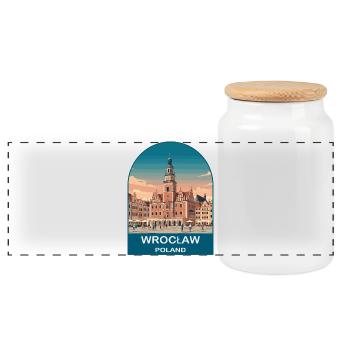 Wroclaw Poland Vintage Travel Poster Art - Panoramic Cookie Jar with Wooden Lid - white - Front