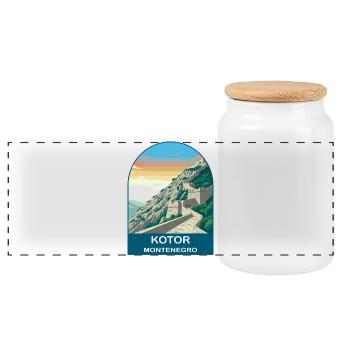 Kotor Montenegro Vintage-Reiseplakat-Kunst - Panorama Keksdose mit Holzdeckel - Weiß - Vorne