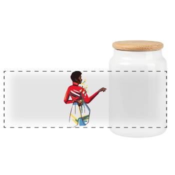Dame aux fleurs - Boîte à biscuits avec couvercle en bois - blanc - Devant