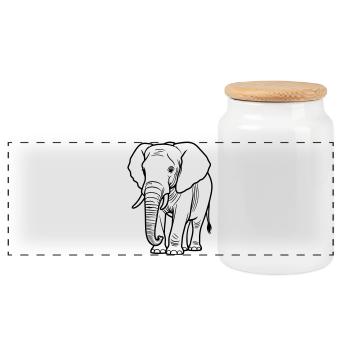 éléphant - Boîte à biscuits avec couvercle en bois - blanc - Devant