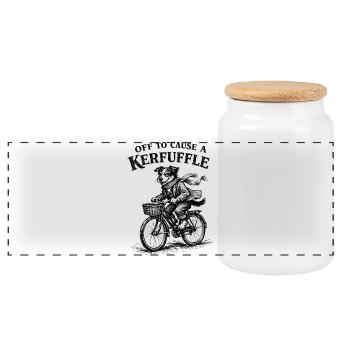 Chien à Vélo Vintage Humour Cottagecore Rétro - Boîte à biscuits avec couvercle en bois - blanc - Devant