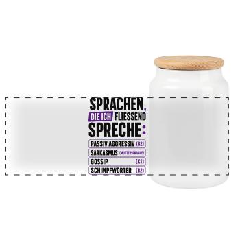 Sprachen, die ich fließend spreche - Panorama Keksdose mit Holzdeckel - Weiß - Vorne