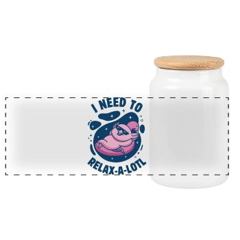 I Need To Relax-a-lotl - Panoramic Cookie Jar with Wooden Lid - white - Front