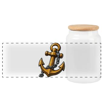 Ancre classique avec style nautique à chaîne - Boîte à biscuits avec couvercle en bois - blanc - Devant