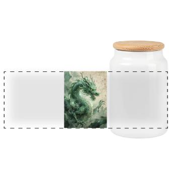 Der Herrscher des Ostens: Der Azurdrache (Qinglong) - Panorama Keksdose mit Holzdeckel - Weiß - Vorne