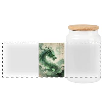 Der Aufstieg des Drachen: Qinglong – Östlicher Wohlstand - Panorama Keksdose mit Holzdeckel - Weiß - Vorne