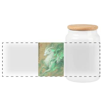 Bai Ze : Le Guide Céleste - Harmonie des Mondes - Boîte à biscuits avec couvercle en bois - blanc - Devant