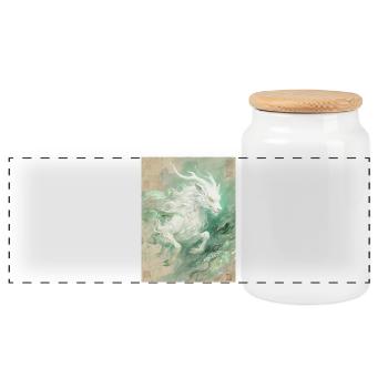 Bai Ze : Le Messager de la Sagesse Divine - Boîte à biscuits avec couvercle en bois - blanc - Devant