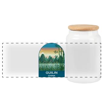 Art d’affiches de voyage vintage Guilin China Li River - Boîte à biscuits avec couvercle en bois - blanc - Devant