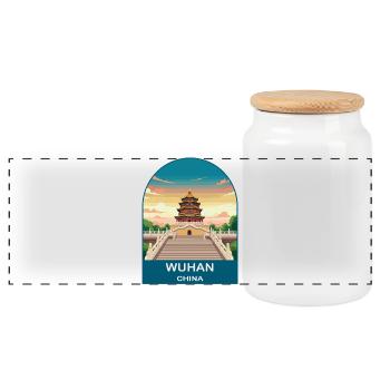 CTY02100 - Panorama Keksdose mit Holzdeckel - Weiß - Vorne
