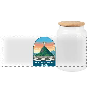 Rio de Janeiro Brazil Vintage Travel Poster - Panoramic Cookie Jar with Wooden Lid - white - Front